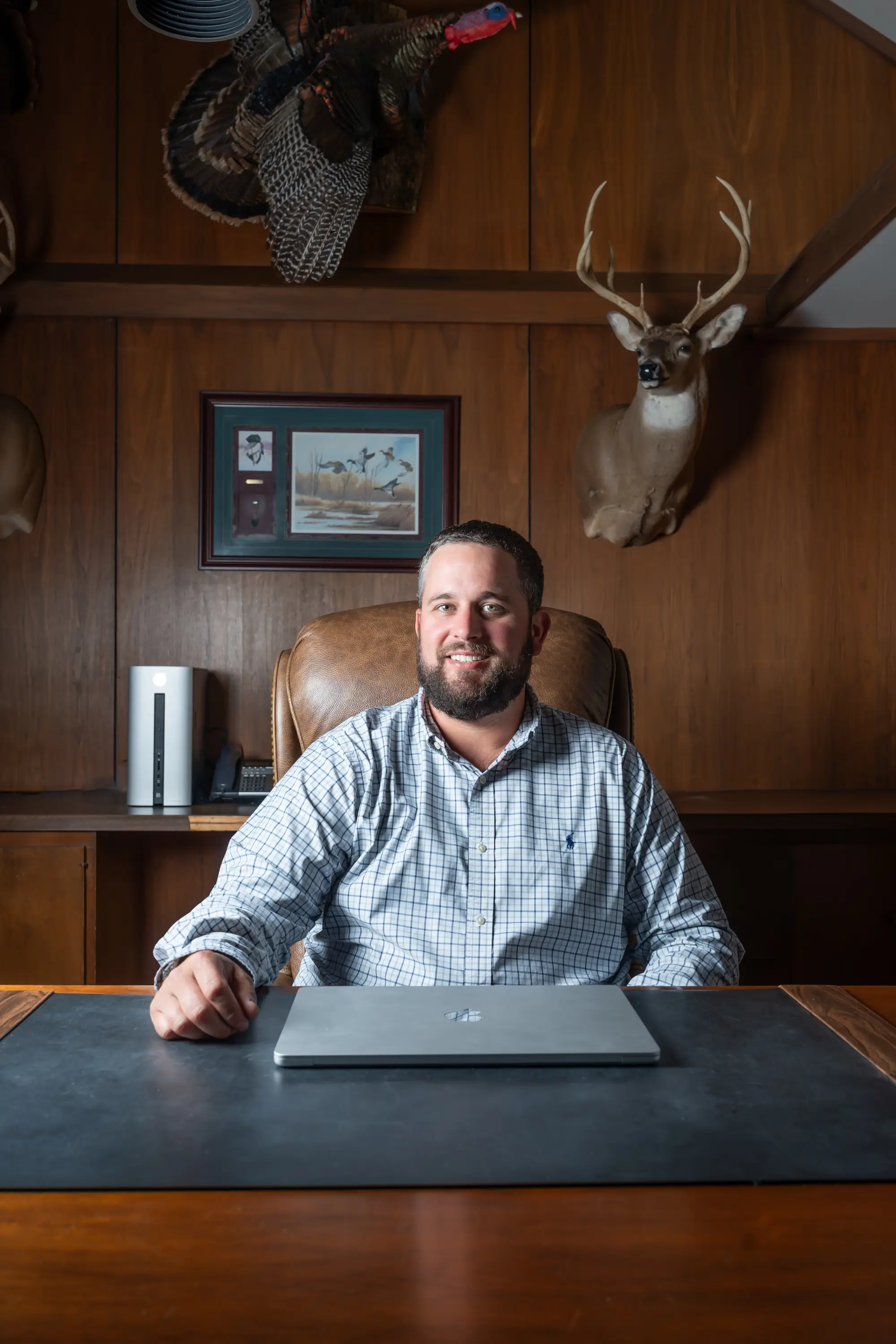 Chance Nalley, attorney at Lovell, Nalley & Nalley, seated at his desk